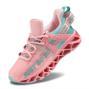 Wonesion Pink Teal 'Just So So' Women's Casual Slip On Blade Sole Sneakers, 5.5